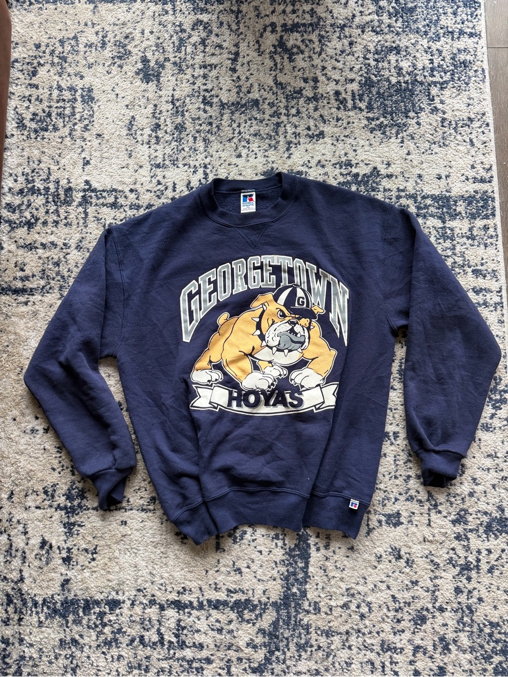 Vintage Russell Athletic Navy Georgetown Hoyas Crewneck Sweatshirt